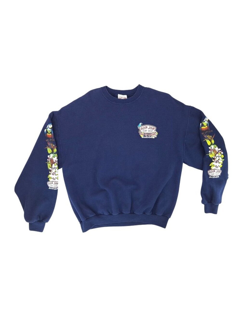 Vintage Ron Jon Cocoa Beach Florida Sweatshirt Navy Blue XL Parrot Double Side